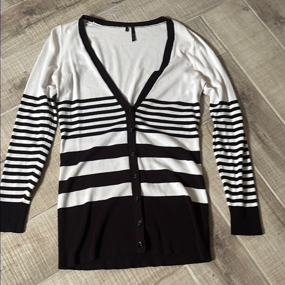 Maurices Black and White Striped Cardigan